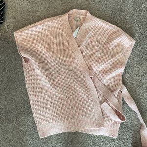 Loft Pink Waffle Kimono Belted Knit Wrap Space Dye Vest XS-S